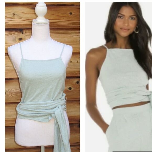 NWT Free People Light Green Wrap Tank Top - Picture 1 of 7